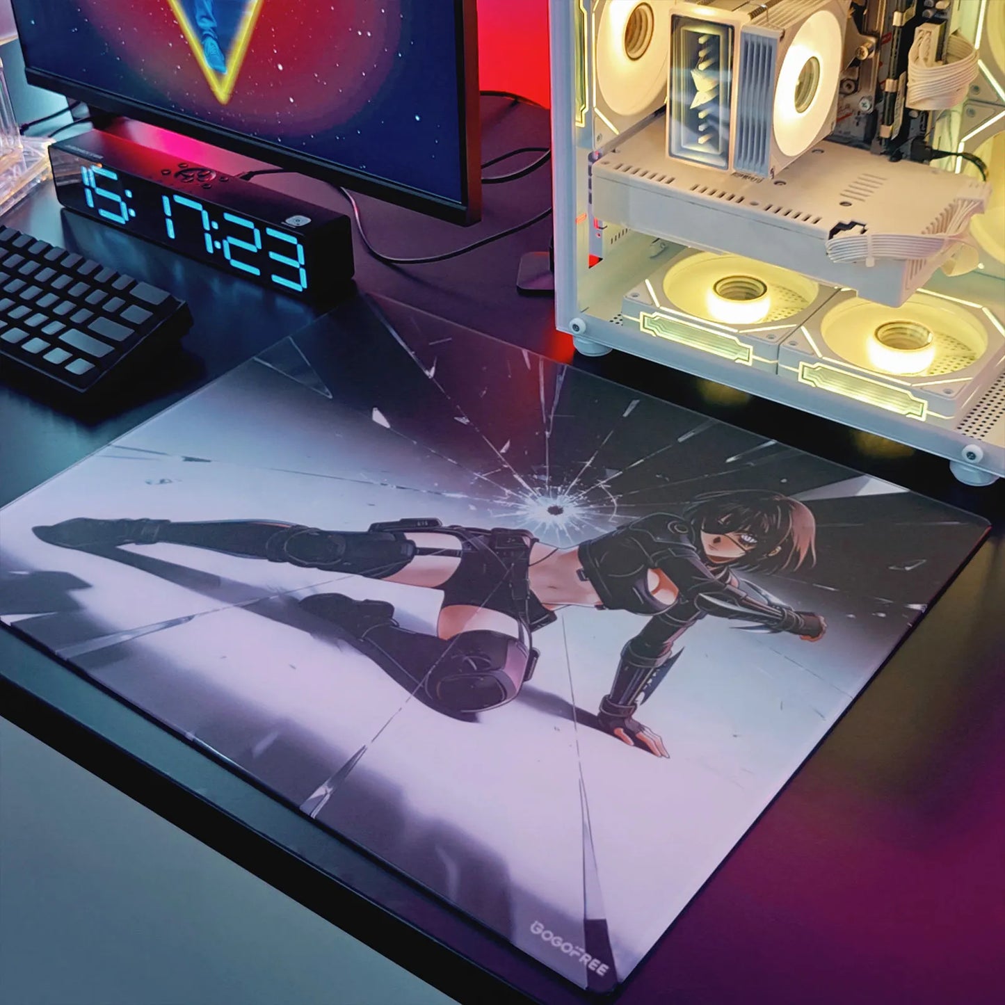 GOGOFREE Shatter Strike Glass Gaming Mouse Pad
