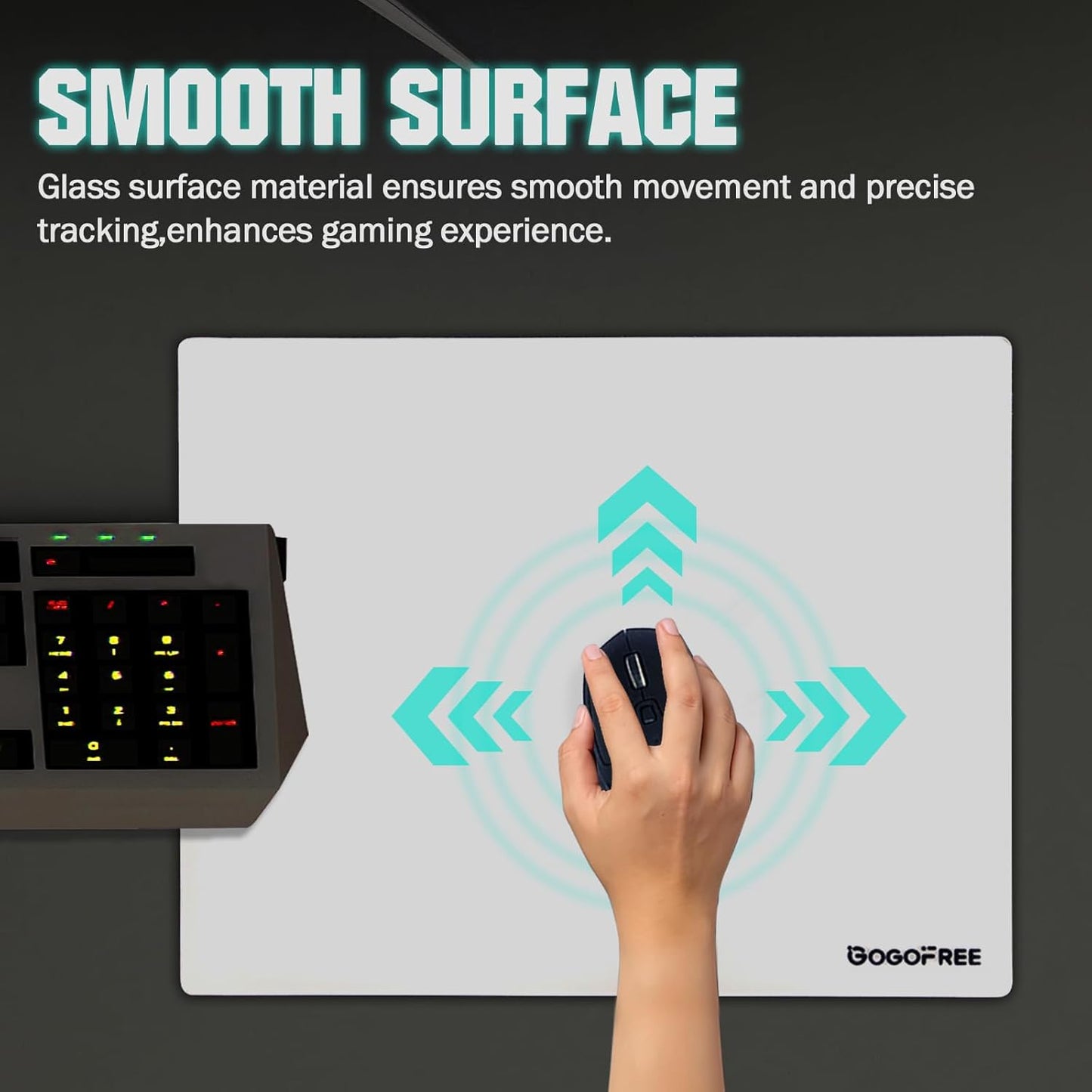 GOGOFREE Tempered Glass Gaming Mouse Pad