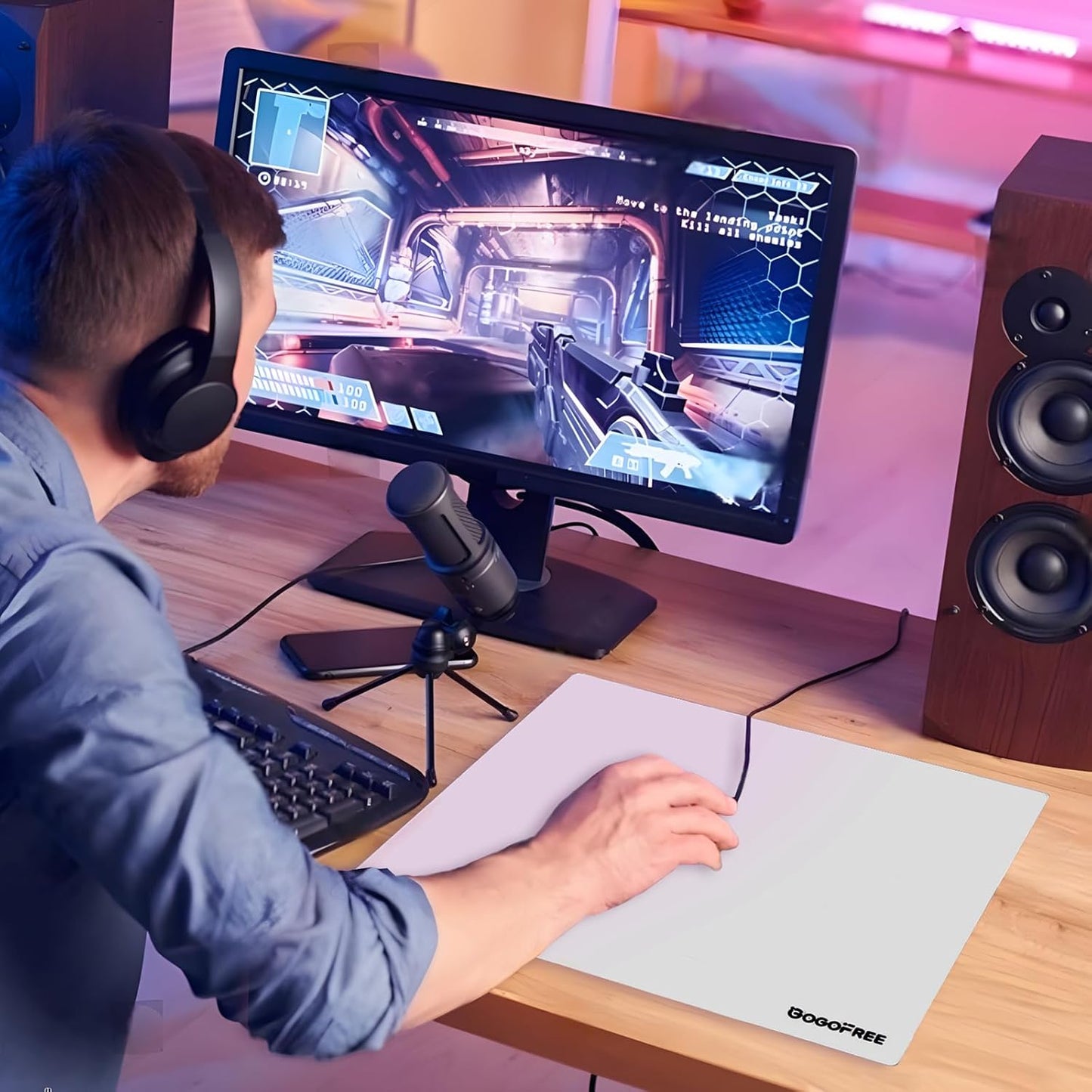 GOGOFREE Tempered Glass Gaming Mouse Pad