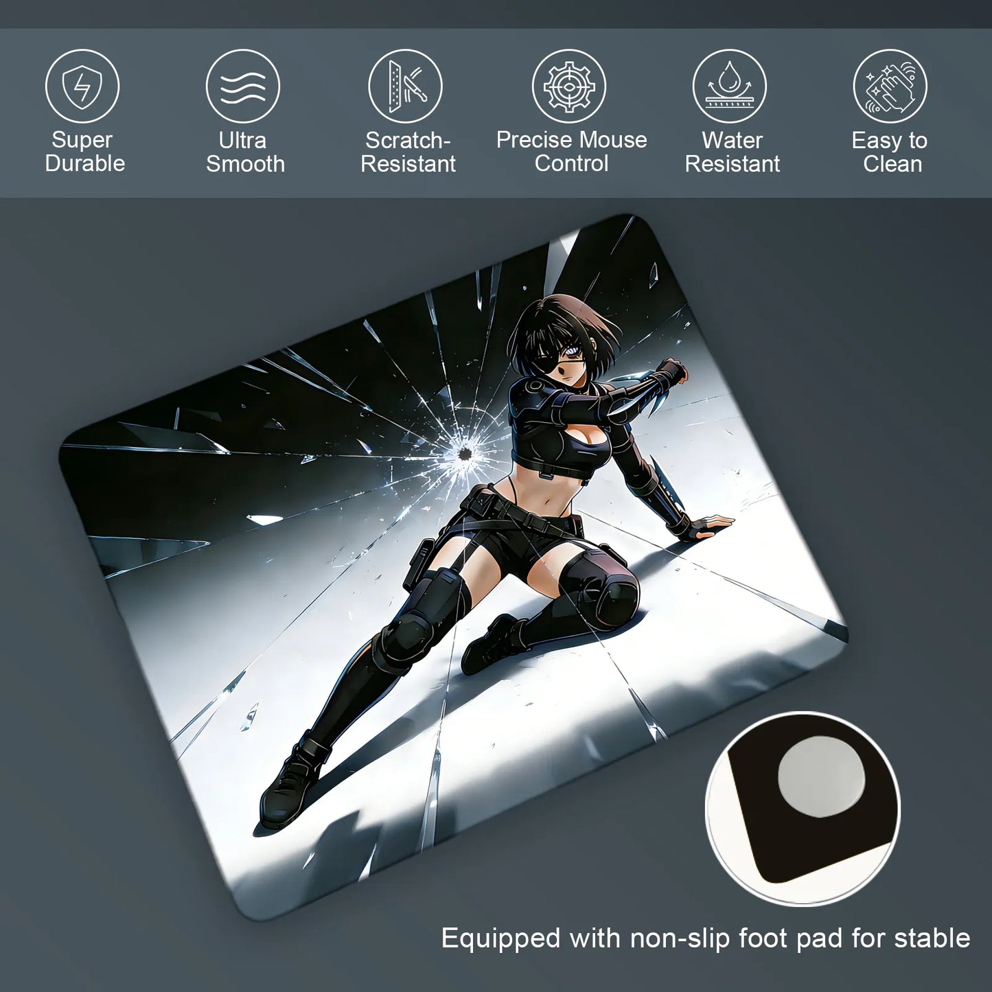 GOGOFREE Shatter Strike Glass Gaming Mouse Pad