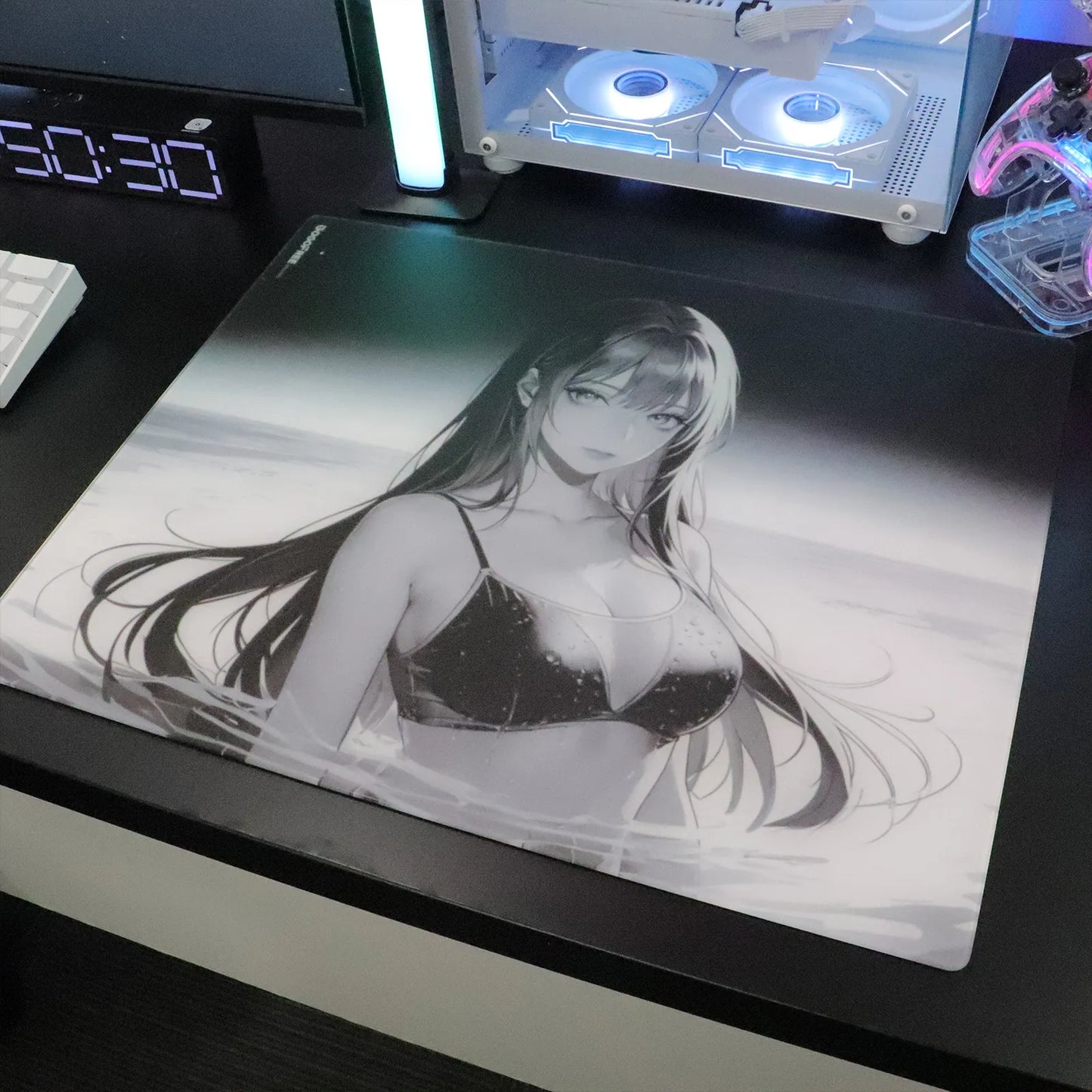 GOGOFREE Obsidian Wave Glass Gaming Mouse Pad