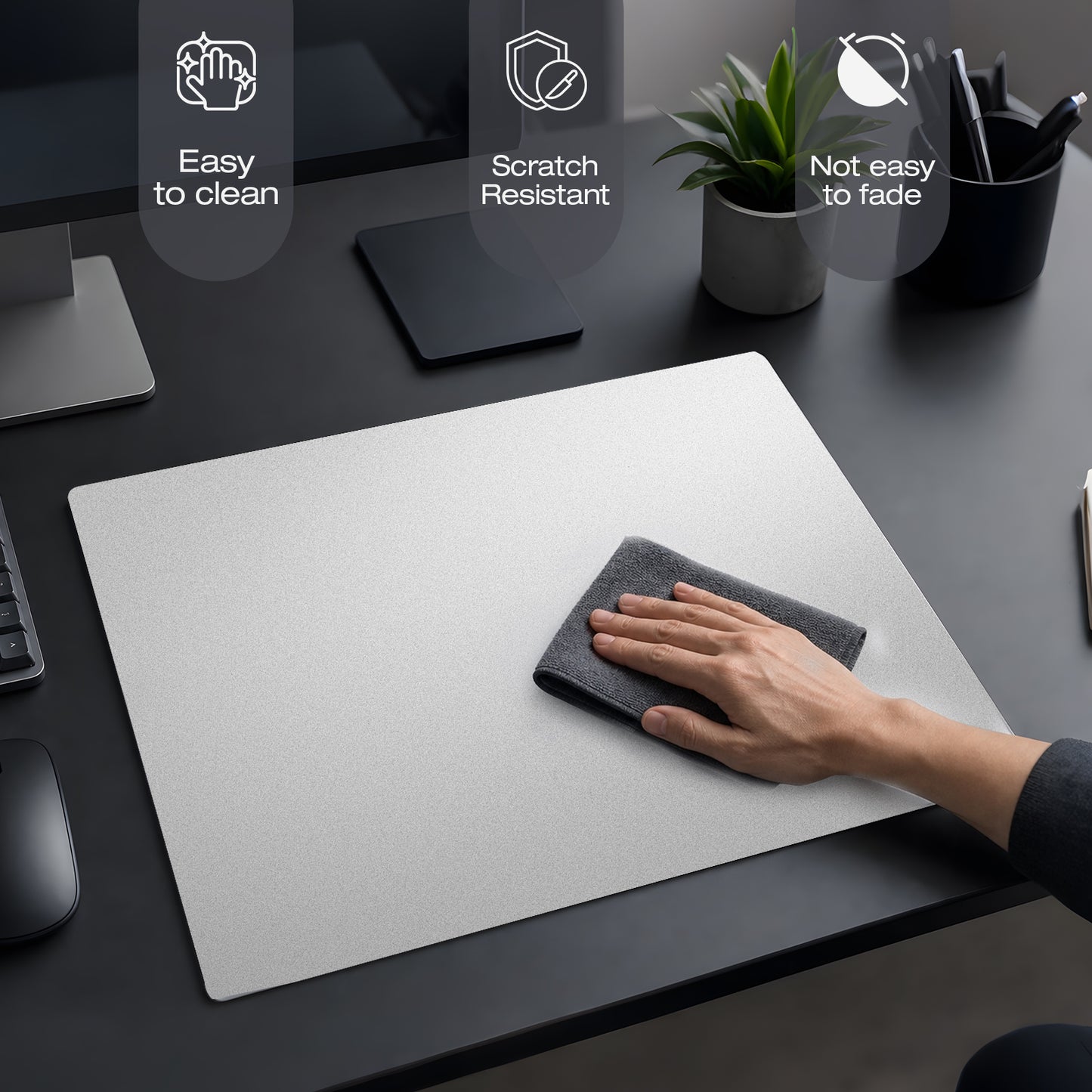 GOGOFREE Glass Mousepad Silver