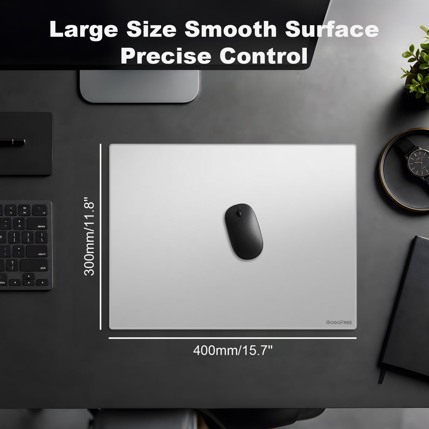 GOGOFREE Glass Mousepad Silver