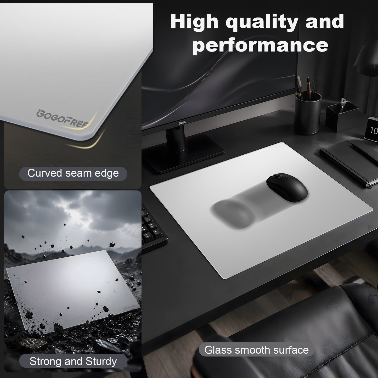 GOGOFREE Glass Mousepad Silver