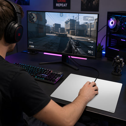GOGOFREE Glass Mousepad Silver